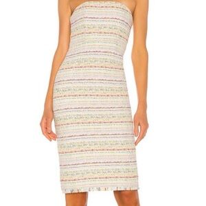 Revolve Strapless Pastel Multicolor tweed Dress